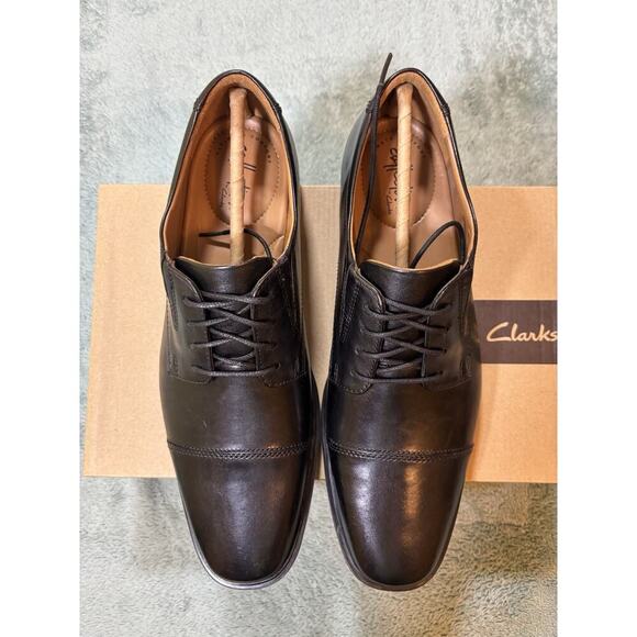 Clarks Tilden Cap Toe Oxford Black Leather Men\'s Dress Shoes 10W 43 main image 8